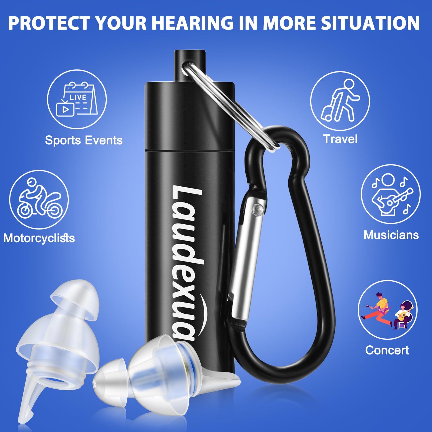 Laudexua High Fidelity Concert Ear Plugs, 2 Pairs Ear Protection Musician Earplugs for Concerts, Music Festival, Motorcycle, and Other Noise Reduction Events 🍁 All In One Marketplace Canada