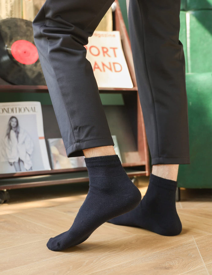 Yomandamor 5 Pairs Mens Bamboo Blend Cotton Ankle Extra-Wide Diabetic Socks with Seamless Toe(Size:10-13)(black) 🍁 All In One Marketplace Canada