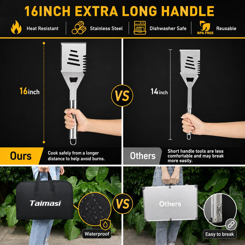 34Pcs BBQ Grill Accessories Tools Set, 16 Inches Stainless Steel Grilling Tools with Carry Bag, Thermometer, Grill Mats for Camping/Backyard Barbecue, Grill Tools Set for Men Women 🍁 All In One Marketplace Canada
