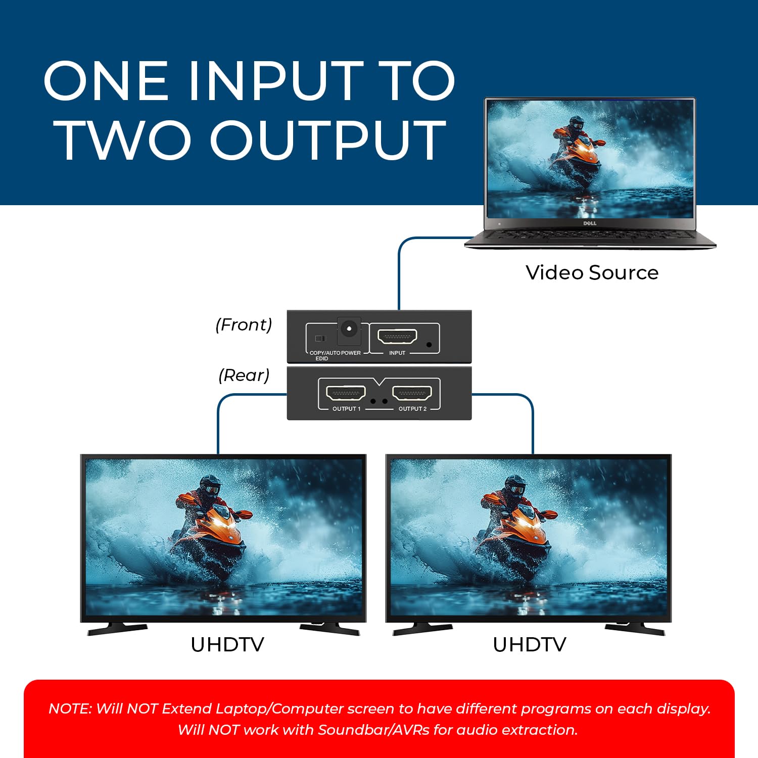 OREI HDMI Splitter 1 in 2 Out - 1x2 HDMI Splitter For TV Mirror Only - Not for Multi Monitors and HDCP Bypass, 1080P @ 60Hz & 4K @ 30Hz Resolutions – Powered HDMI splitter (HD-102) 🍁 All In One Marketplace Canada