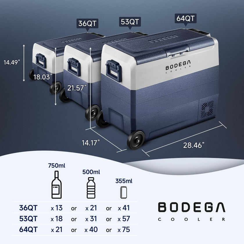 BODEGACOOLER 12 Volt Portable Refrigerator,53 Quart Car Fridge Dual Zone -4℉-68℉,50L Car Freezer APP Control,Electric Compressor Cooler 12/24V DC and 100-240V AC for RV,Camping,Travel,Truck,Vehicles 🍁 All In One Marketplace Canada