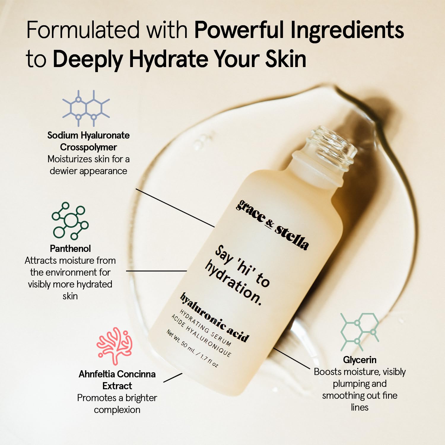 grace & stella Award Winning Hyaluronic Acid Serum for Face (50ml, 2-pack) Hydrating Hyaluronic Acid - Acide Hyaluronique Face - Glass Skin - Anti Aging Serum to Hydrate, Remove Fine Lines, Wrinkles, Skin Texture 🍁 All In One Marketplace Canada