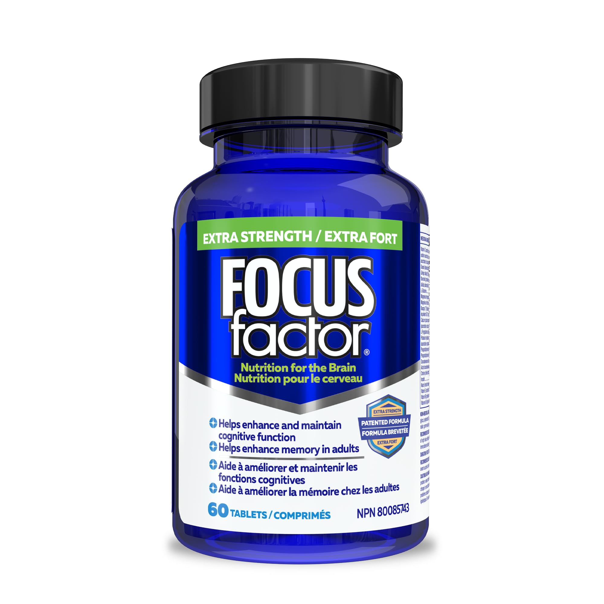 Focus Factor Extra Strength, 60ct - Multivitamin Supplement with Vitamin B6, B12, D3, Zinc, Phosphatidylserine, Bacopa Monnieri, Ginkgo Biloba & DMAE to enhance memory & cognitive function in adults 🍁 All In One Marketplace Canada