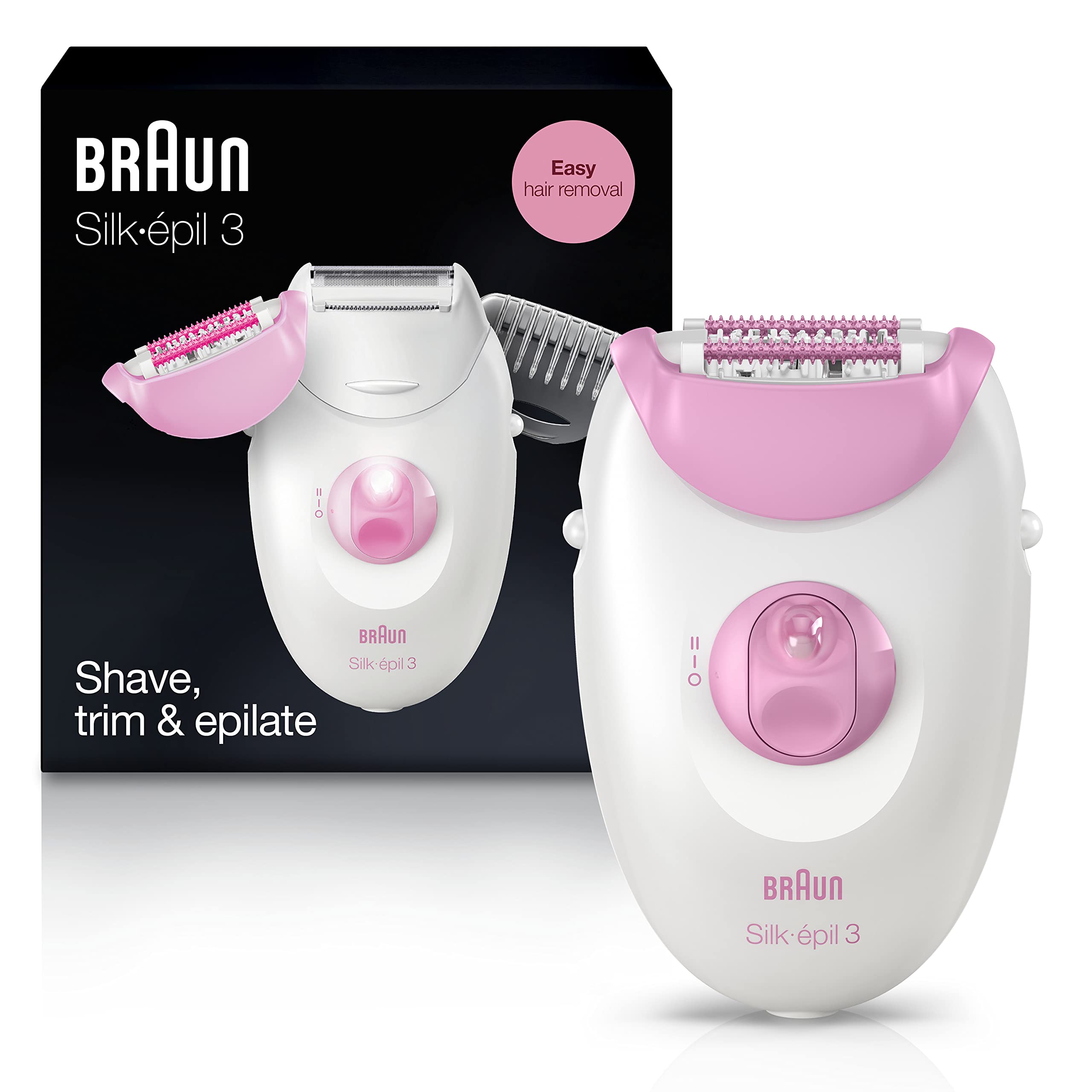 Braun Silk-épil 3 3-270, Epilator for Women for Long-Lasting Hair Removal, 20 Tweezer system, Smartlight Technology, Massage rollers, Shaver and Trimmer Head Included 🍁 All In One Marketplace Canada