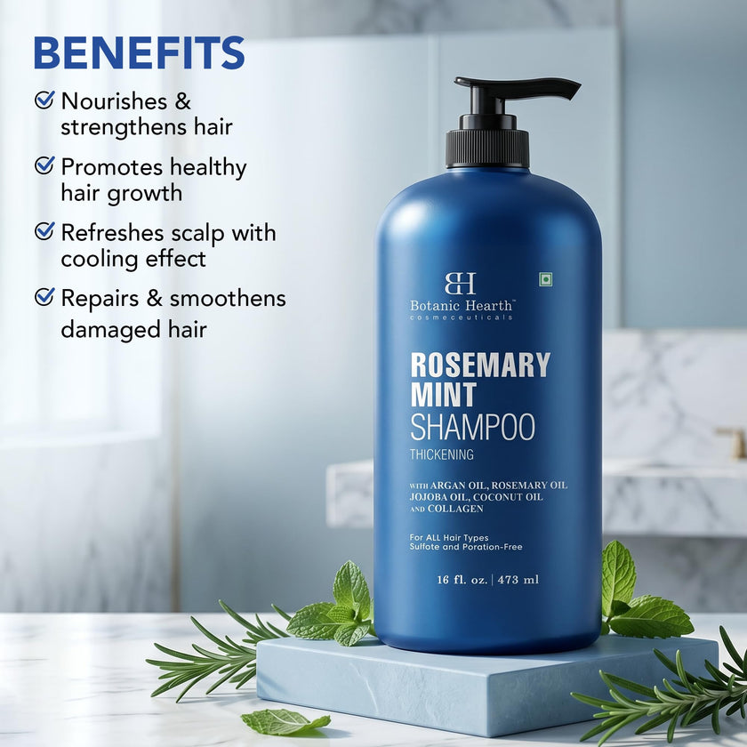 Botanic Hearth Rosemary Shampoo with Biotin & Mint, Sulfate-Free Deep Cleansing Shampoo for Thicker, Fuller-Looking Hair, Nourishing Scalp Care, 16 fl oz 🍁 All In One Marketplace Canada