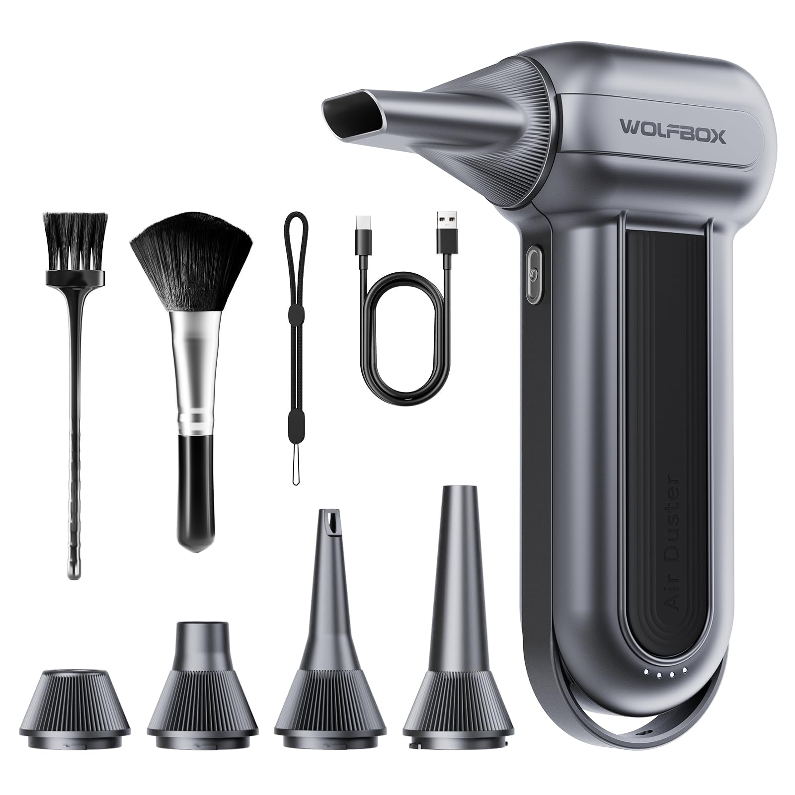 WOLFBOX MF100 Compressed Air Duster-150000RPM Super Power Cordless Air Duster, Rechargeable Brushless Motor Durable Blower, 3-Gear Adjustable Dust Blower for Computer, Keyboard, Outdoor, House and Car 🍁 All In One Marketplace Canada