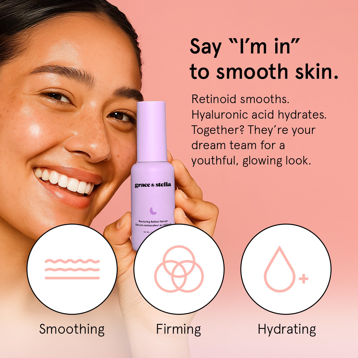 grace & stella 0.2% Retinol Serum for Face (50ml) - Restoring Retinol Serum with Hyaluronic Acid to Reduce Fine Lines, Wrinkles, Texture, Uneven Skin Tone - Anti-Aging, Hydrating, Vegan Skincare 🍁 All In One Marketplace Canada