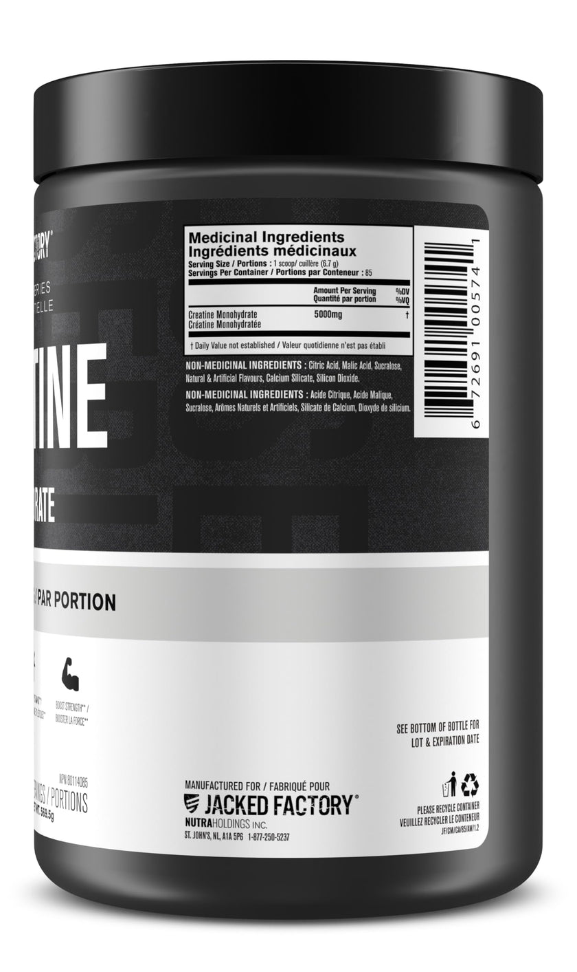 Jacked Factory Creatine Monohydrate Powder - Canadian-Owned Informed Choice Certified Supplement for Increased Muscle Mass*, Improved Strength, Power, & Performance** - 85 Servings, Arctic White 🍁 All In One Marketplace Canada