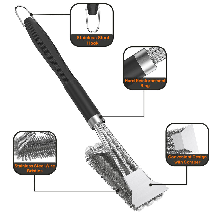 2 Packs BBQ Grill Brush, BBQ Brush Cleaner for Grill, Stainless Steel BBQ Cleaning Brush with Scraper, BBQ Accessories Suitable for Gas, Charcoal, Infrared & Barbecue Grill 🍁 All In One Marketplace Canada