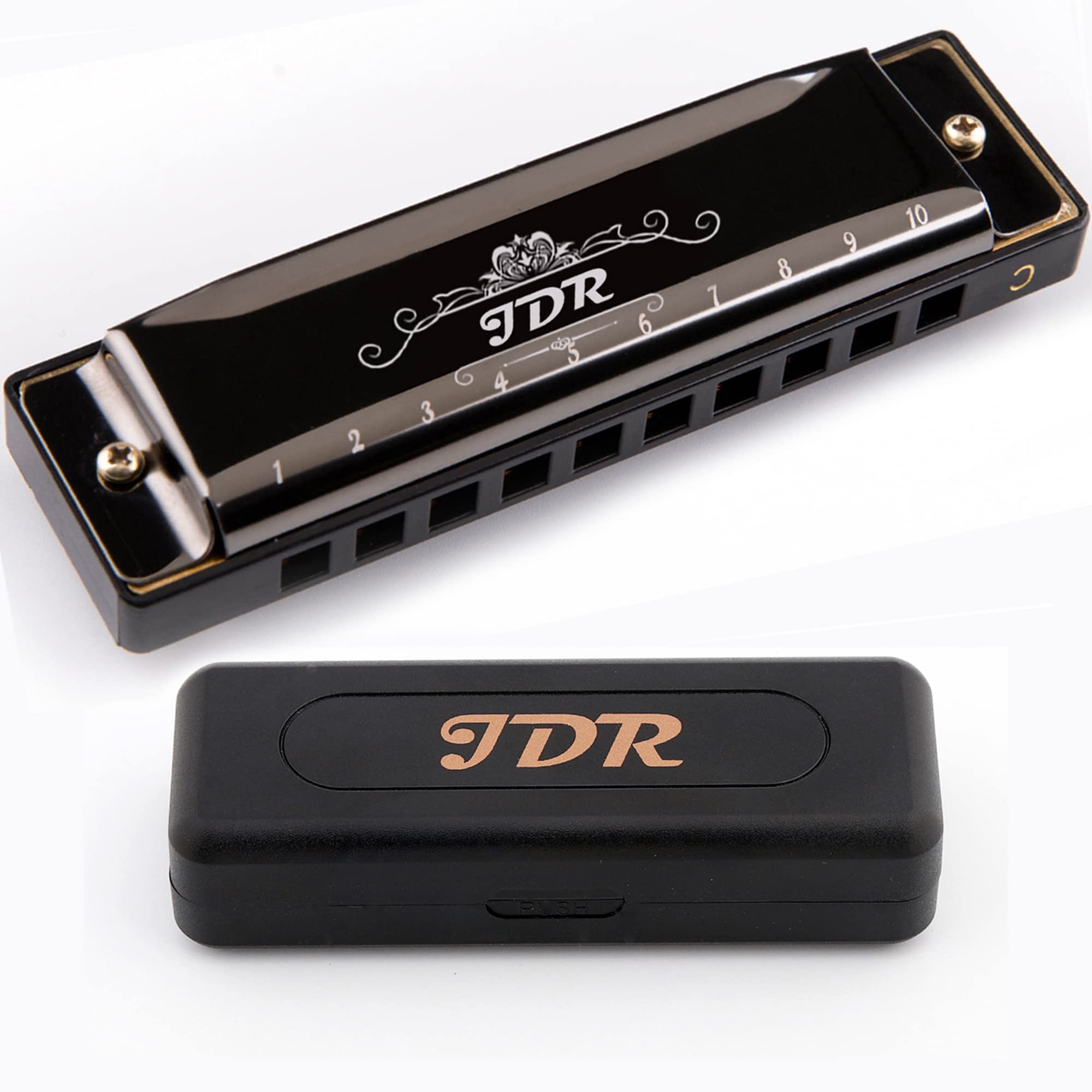 JDR Harmonica C, Blues armonica Key of C 10 Hole 20 Tone with Case Mouth Organ Standard Diatonic for Kids Beginner Adults Professional Player Teacher Parents Students Black New Year Gift 🍁 All In One Marketplace Canada