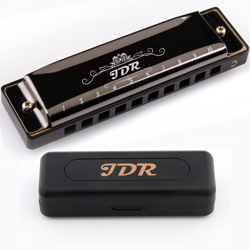 JDR Harmonica C, Blues armonica Key of C 10 Hole 20 Tone with Case Mouth Organ Standard Diatonic for Kids Beginner Adults Professional Player Teacher Parents Students Black New Year Gift 🍁 All In One Marketplace Canada