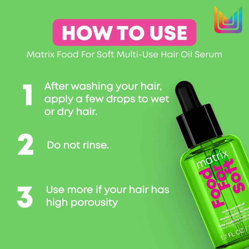 Matrix Multi-Use Hair Oil Serum for All Dry Hair, Hydrating Leave-In Treatment With Avocado Oil, Food for Soft, 50 ml 🍁 All In One Marketplace Canada