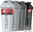 VELOMIX -4 PACK- 28 oz Protein Shaker Bottle for Protein Mixes - 4x Wire Whisk | Leak Proof Shaker Cups for Protein Shakes | Protein Shaker Bottle Pack | Protein Shake Cup(Silver Mix) 🍁 All In One Marketplace Canada