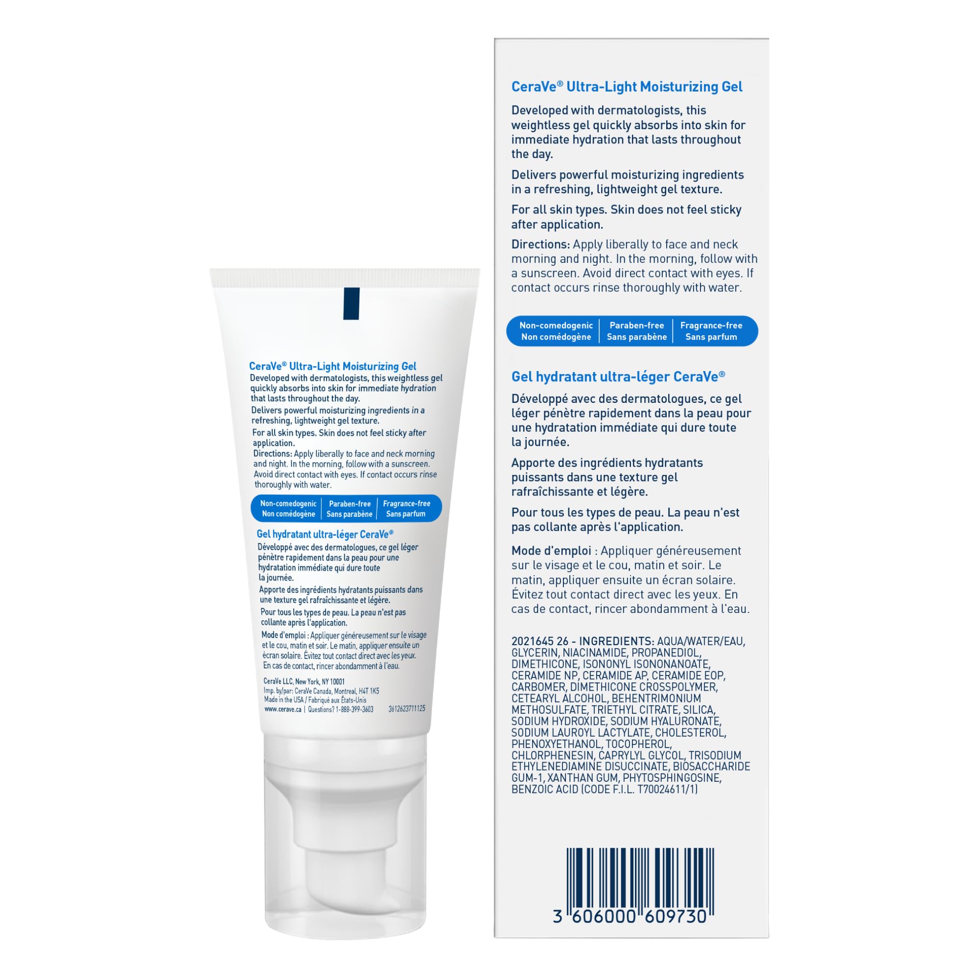 CeraVe Ultra-Light Moisturizing Gel Cream, Lightweight Face Moisturizer with Ceramides, Niacinamide & Hyaluronic Acid. Oil Free, Fast Absorbing and Fragrance-Free, Dermatologist Recommended, 52 mL 🍁 All In One Marketplace Canada
