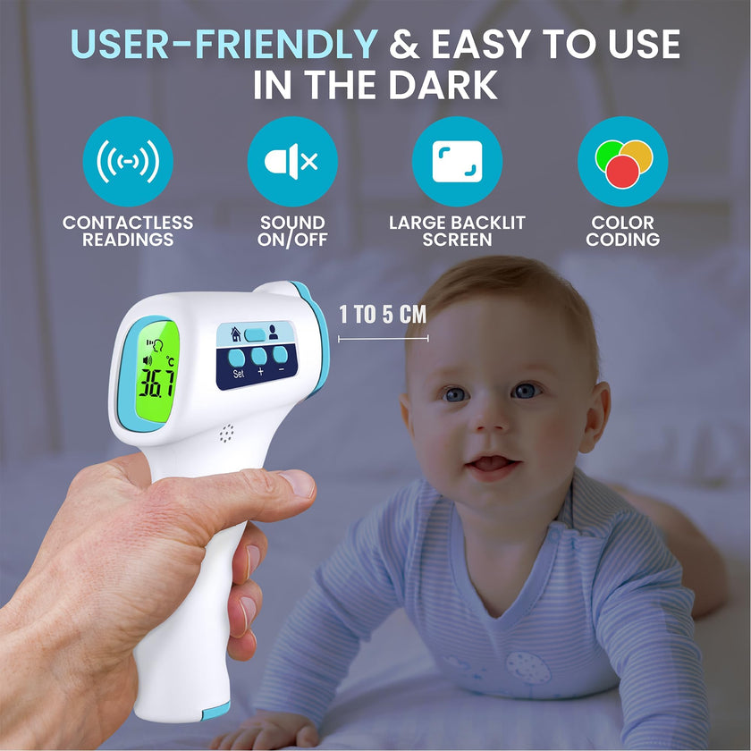 ByFloProducts Forehead Thermometer, Non Touch Digital Thermometer for Adult and Baby, Digital Infrared Thermometer, Fast and Accurate Reading with Fever Alarm, Blue 🍁 All In One Marketplace Canada