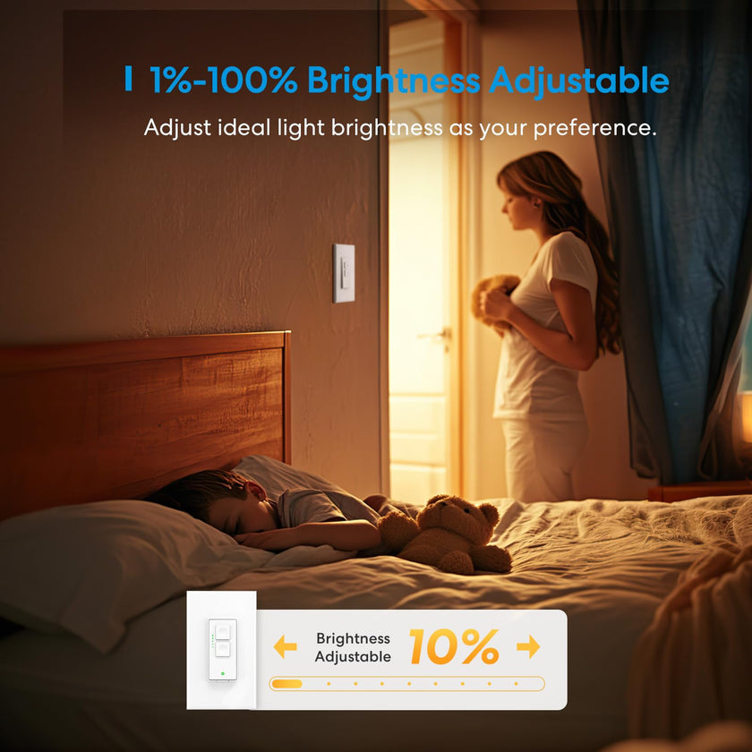 meross Smart Dimmer Switch, Single Pole Smart Switch for LED Light, Neutral Wire Required, Compatible with Apple HomeKit, Alexa, Hey Google and SmartThings, 2.4GHz Wi-Fi, No Hub Required, 2 Pack 🍁 All In One Marketplace Canada