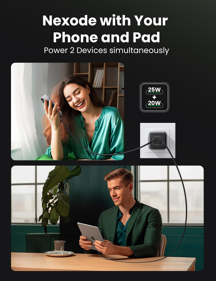 UGREEN Nexode 45W USB C Charger Block, GaN PPS Dual Port USB C Fast Charger Super Fast Charge 2.0 Wall Plug Compatible with Galaxy S26 S25 S24 Ultra S23 A54, iPhone 17 16 Pro Max, iPad, Pixel 10 9 8 🍁 All In One Marketplace Canada