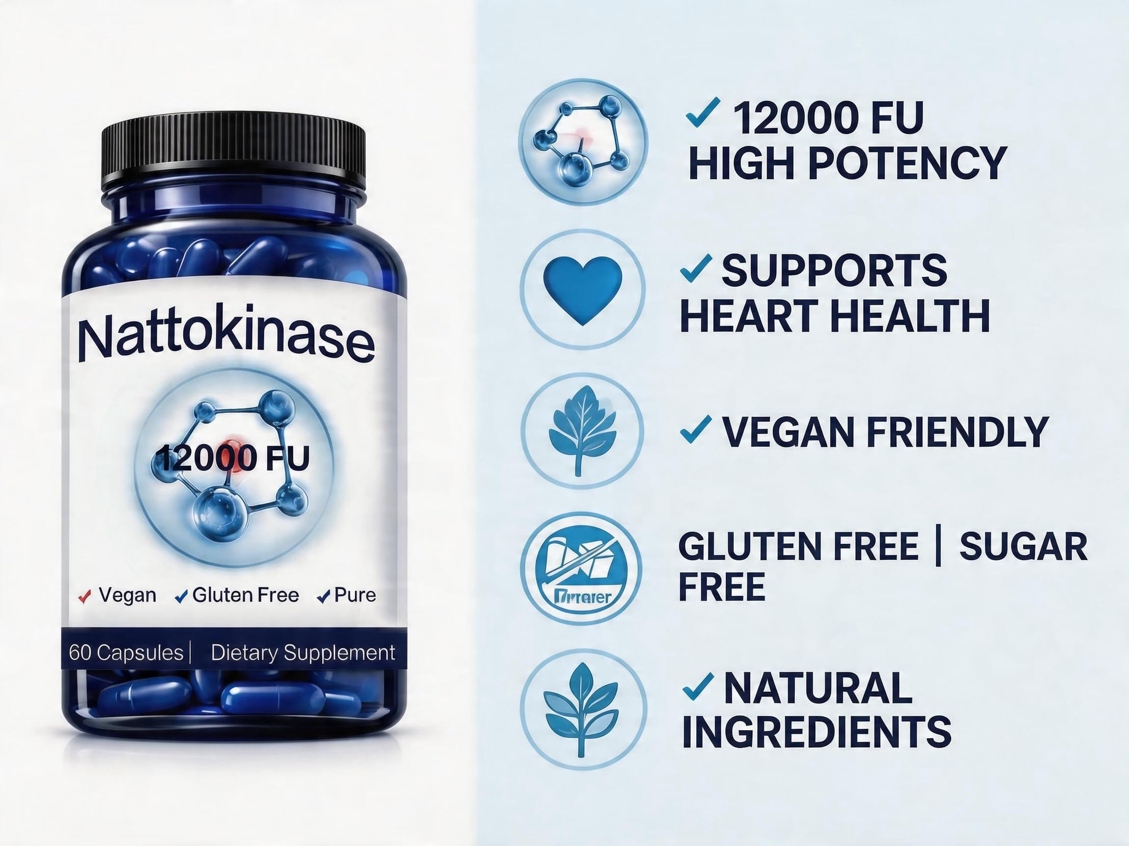 Nattokinase Supplement, 400 mg - 12000 FU, Helps Support Cardiovascular Health 60 Count 🍁 All In One Marketplace Canada