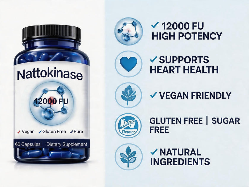 Nattokinase Supplement, 400 mg - 12000 FU, Helps Support Cardiovascular Health 60 Count 🍁 All In One Marketplace Canada
