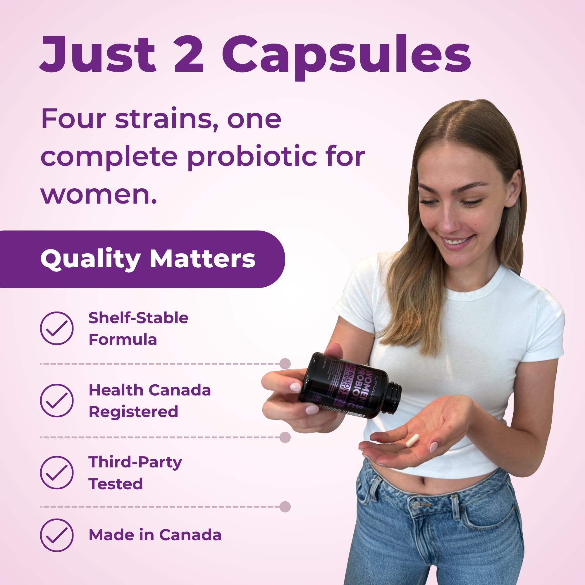 Nutratology® Probiotics for Women | Canadian-Made | 40 Billion CFUs per Capsule | Bloating Relief & Digestion | 4 Strains of Women's Probiotic for Gut Health | 60 Capsules 🍁 All In One Marketplace Canada