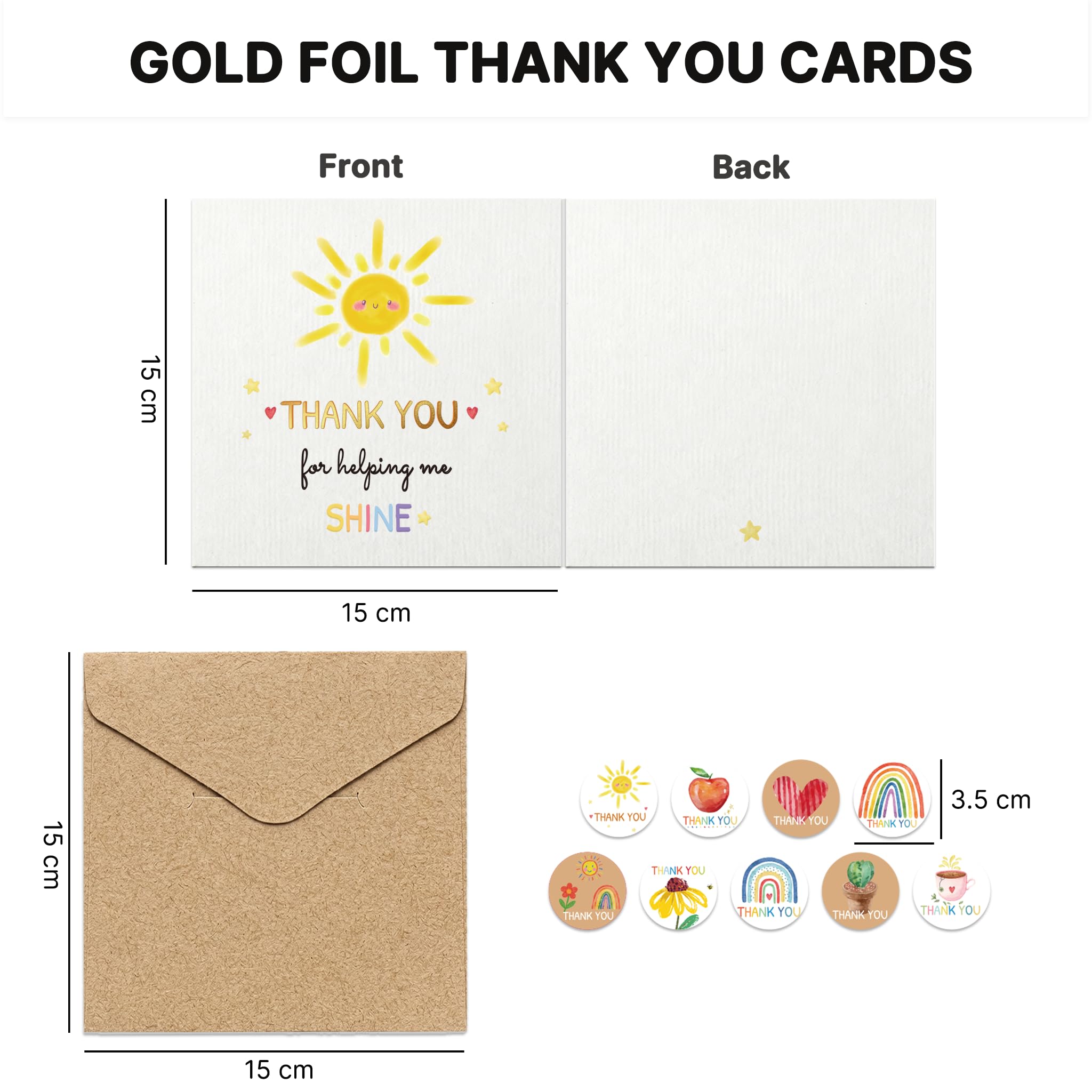 27 Teacher Thank You Cards 9 Classroom Designs with Gold Foil 15x15 cm 🍁 All In One Marketplace Canada