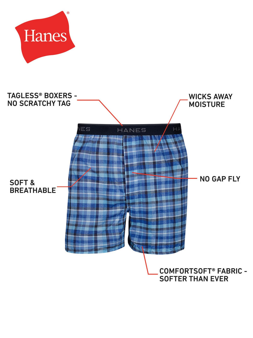 Hanes Men's 4 Pack FreshIQ Cotton Woven Boxer, Assorted, Medium 🍁 All In One Marketplace Canada
