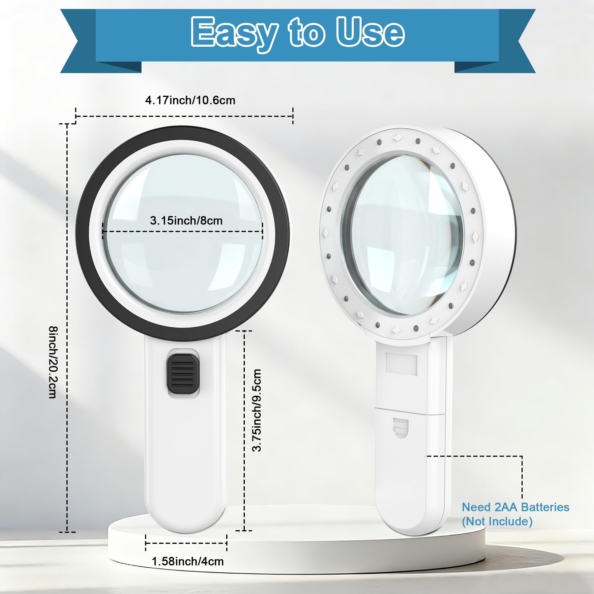 Ultra-Clear Magnifying Glass with Light, Lightweight Handheld Reading Magnifier with 12 LED, Optical Glass Lens for Seniors, Macular Degeneration, Close Work, Coins & Pill Bottle 🍁 All In One Marketplace Canada