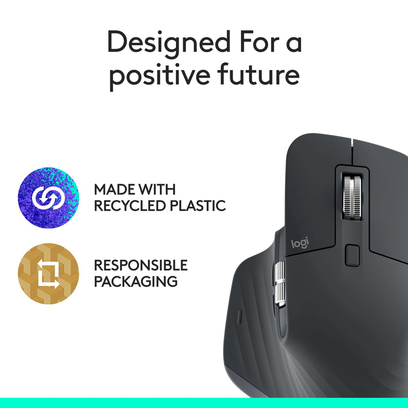 Logitech MX Master 3S Bluetooth Edition Wireless Mouse, No USB Receiver - Ultra-Fast Scrolling, Ergo, 8K DPI, Track on Glass, Quiet Clicks, Works with Apple Mac, Windows PC, Linux, Chrome - Graphite 🍁 All In One Marketplace Canada