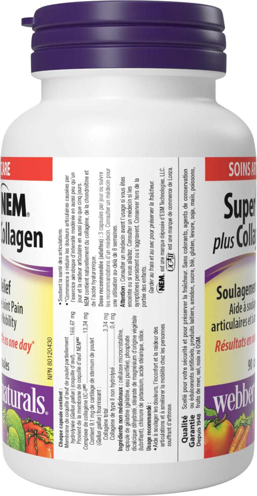 Webber Naturals Super NEM Plus UC-II Collagen, 90 Capsules, Eggshell Membrane to Help Relieve Joint Pain, Stiffness, and Mobility 🍁 All In One Marketplace Canada