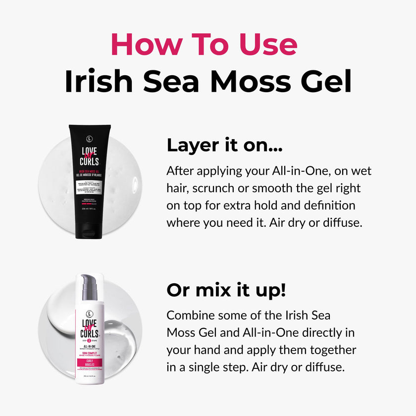 Love Ur Curls Irish Sea Moss Hair Gel, Medium Hold Hair Styling Curling Gel for Defined Curly Hair, Waves & Coils, Vegan, Cruelty Free, 236mL 🍁 All In One Marketplace Canada