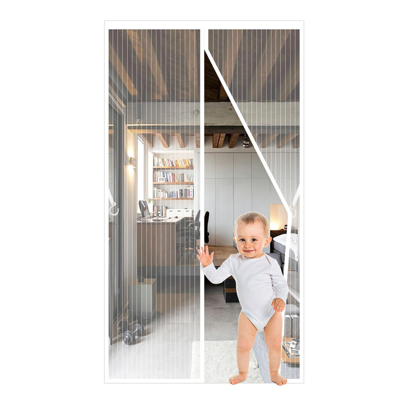 White Magnetic Screen Door Fits Door Size 32x80in Screen Size 34x82in Heavy Duty Mesh Full Frame With Magic Tape 🍁 All In One Marketplace Canada