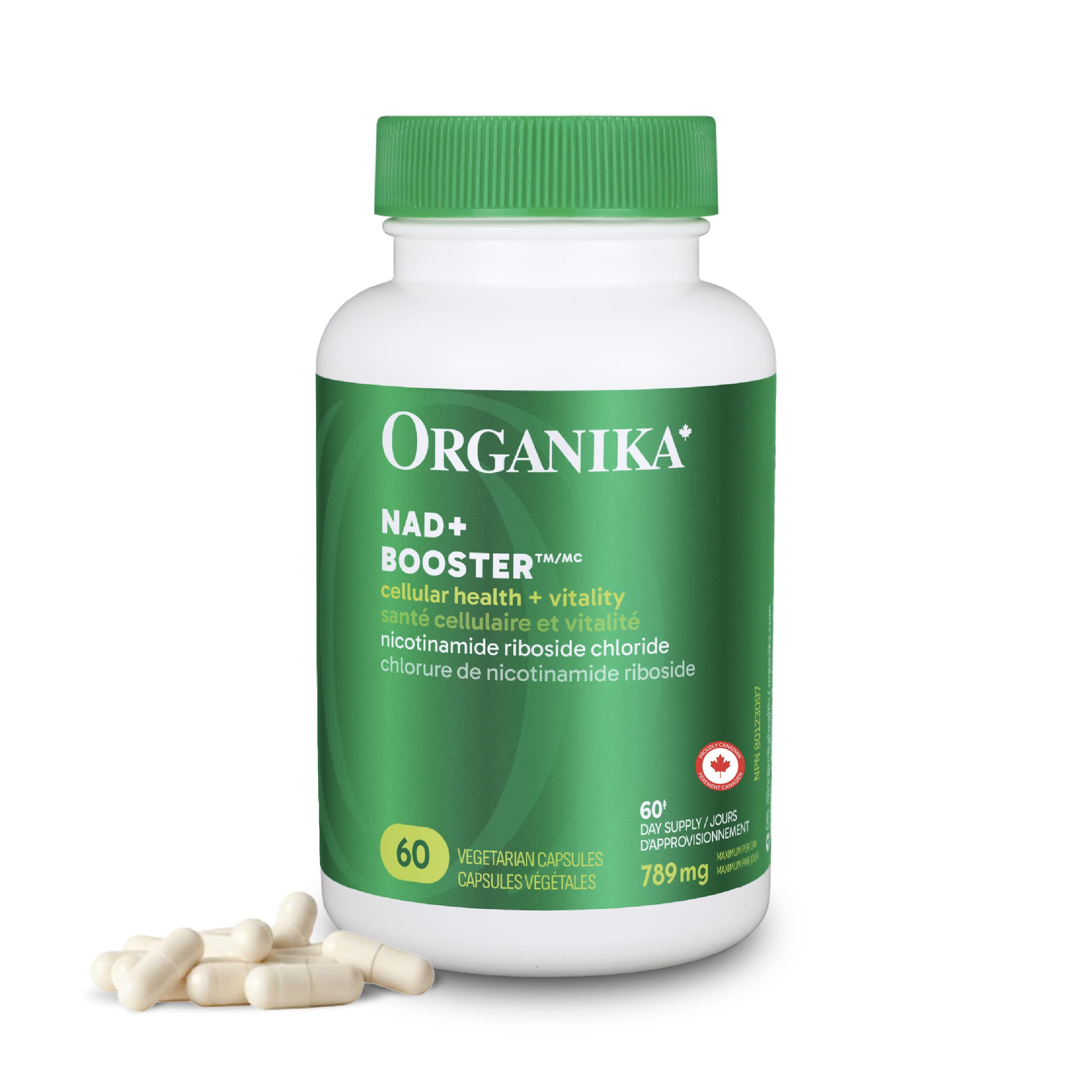 Organika Canadian-Made NAD+ Booster - NRC - for Energy Metabolism, Healthy Aging, Vitamin B3, and Cellular Health - 60vcaps, 60 Day Supply 🍁 All In One Marketplace Canada