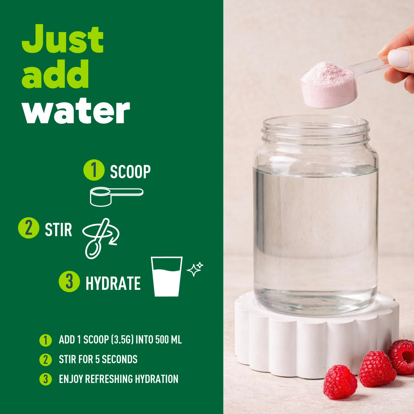 Organika Canadian-Made Electrolytes Powder with Vitamin C & Prebiotic Fibre - Sugar-Free Hydration Drink Mix - Wild Raspberry - 210 g - 60 servings 🍁 All In One Marketplace Canada