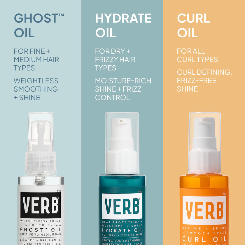 VERB Ghost Oil, 2 fl oz- Weightless Hair Oil for Fine to Medium Hair – Smooths Frizz, Adds Shine – No Parabens, Gluten or Harmful Sulfates 🍁 All In One Marketplace Canada