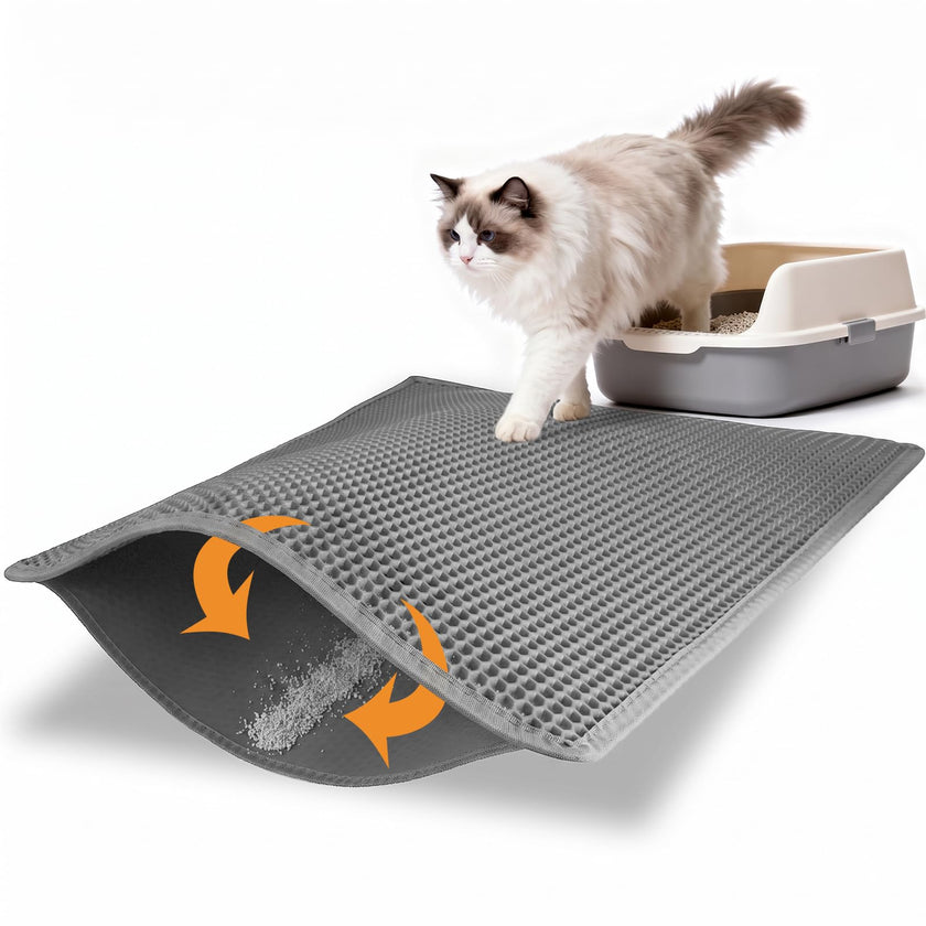 Pieviev Cat Litter Mat Trapper - 76 x 61cm Honeycomb Double Layer Tapis Litiere Chat -Traps Messes, Easy Clean and Durable (Gray) 🍁 All In One Marketplace Canada