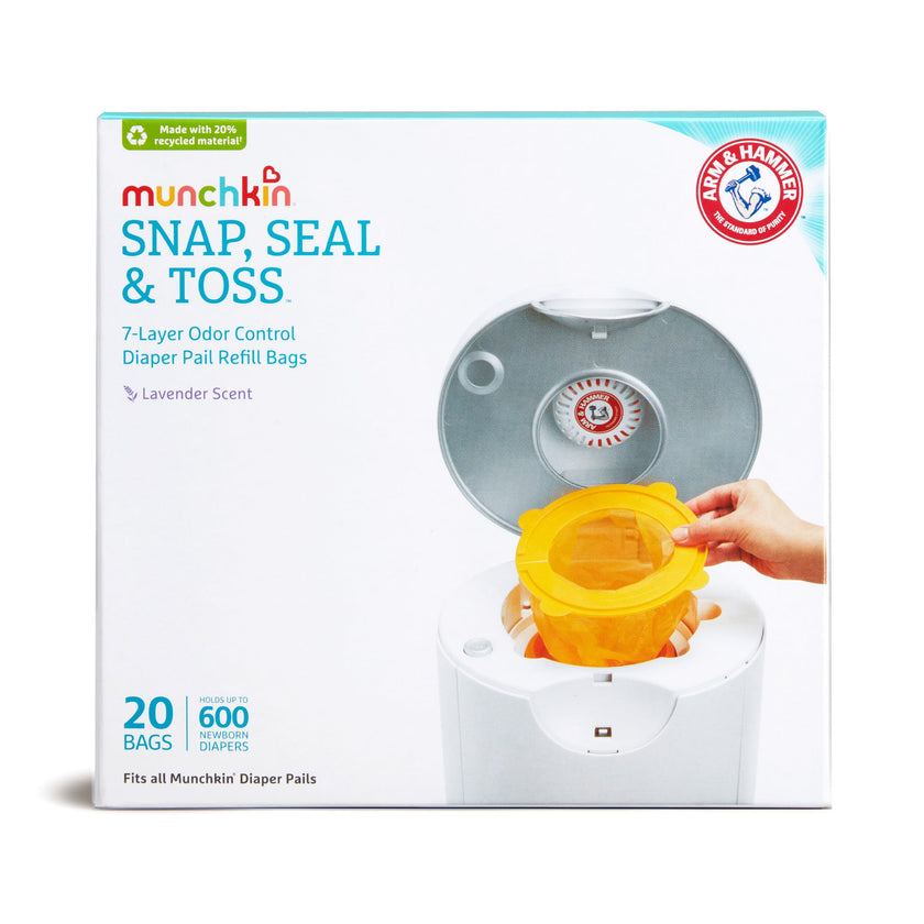 Munchkin Arm & Hammer Diaper Pail Snap, Seal and Toss Refill Bags, 20 Bags, Holds 600 Diapers 🍁 All In One Marketplace Canada