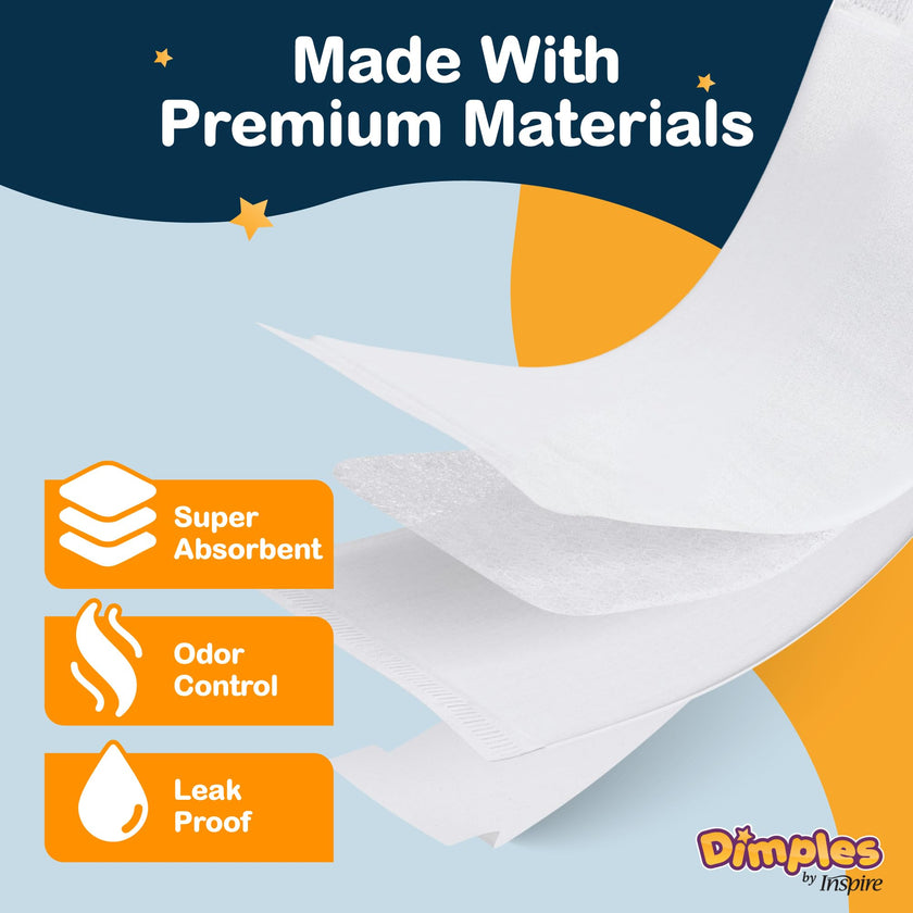 Inspire Dimples Booster Pads, Baby Diaper Doubler with Adhesive - Boosts Diaper Absorbency - No More leaks 30 Count (with Adhesive for Secure Fit) (30 Count) 🍁 All In One Marketplace Canada