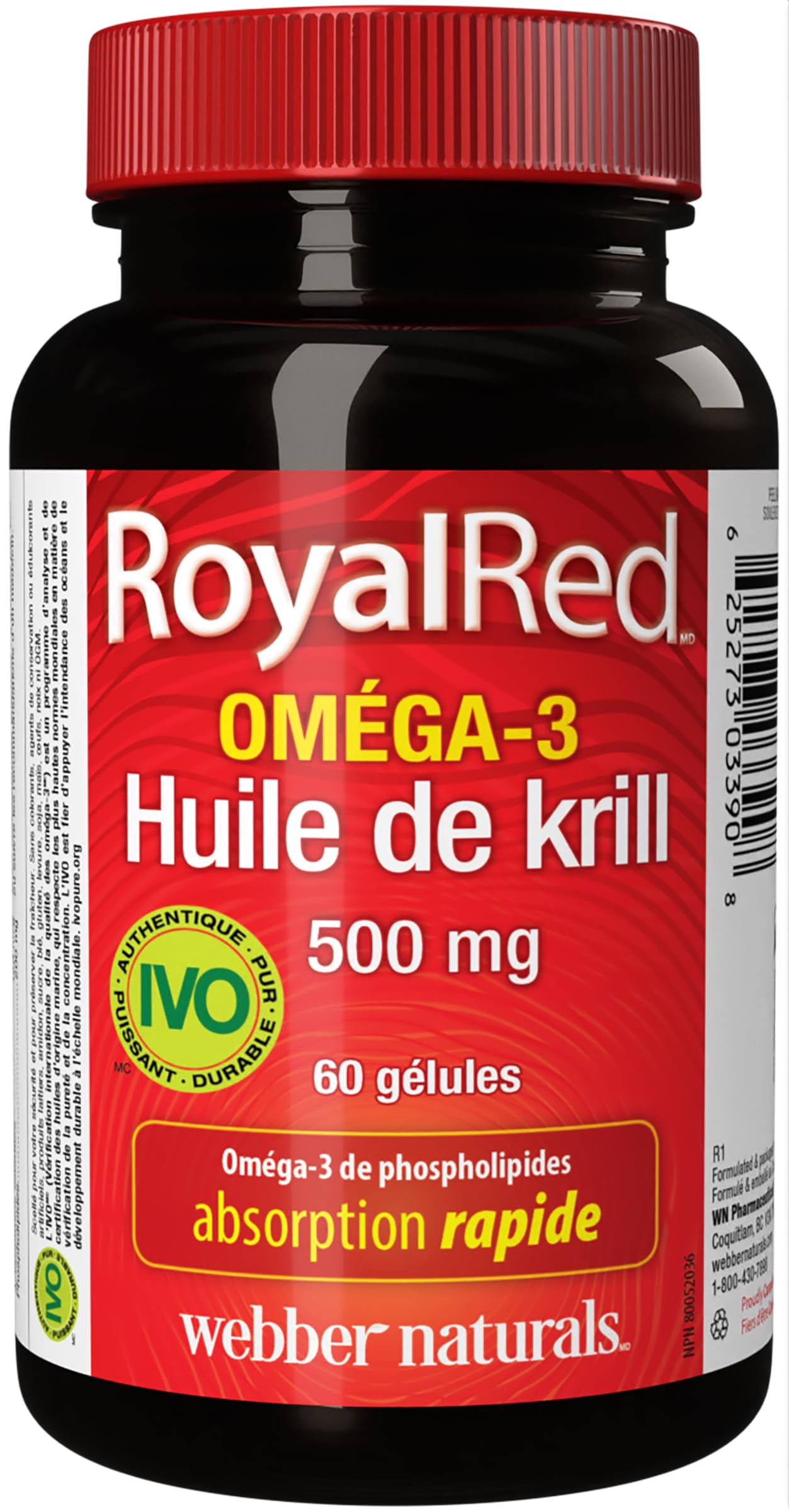 Webber Naturals RoyalRed Krill Oil 500 mg, 60 Softgels, Supports Cardiovascular Health and Brain Function, Antioxidant Support 🍁 All In One Marketplace Canada