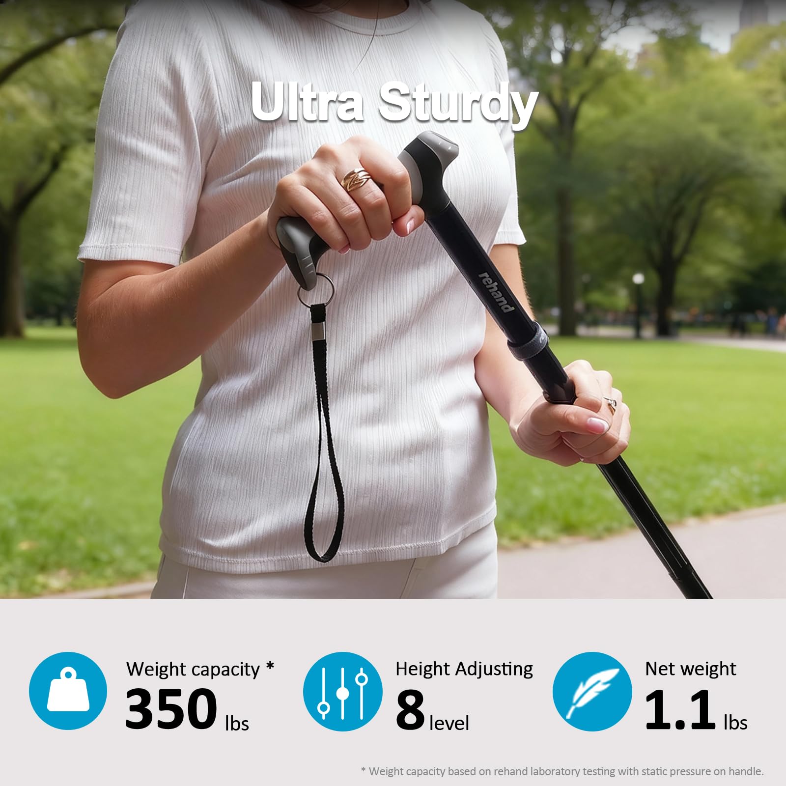 REHAND Walking Cane - Foldable, Adjustable, Collapsible Walking Canes for Men & Women, Heavy Duty All Terrain Tip, with Travel Bag | Walking Sticks for Seniors & Adults (Natural Black) 🍁 All In One Marketplace Canada