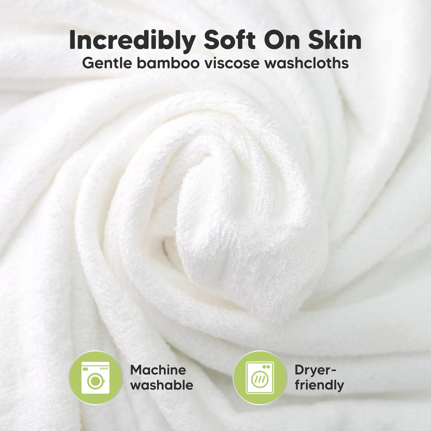 6-Pack Organic Baby Washcloths - Soft Viscose from Bamboo Washcloth, Baby Wash Cloths, Baby Wash Cloth for Newborn, Kids, Bath Baby Towels, Face Towel, Face Cloths (White) 🍁 All In One Marketplace Canada