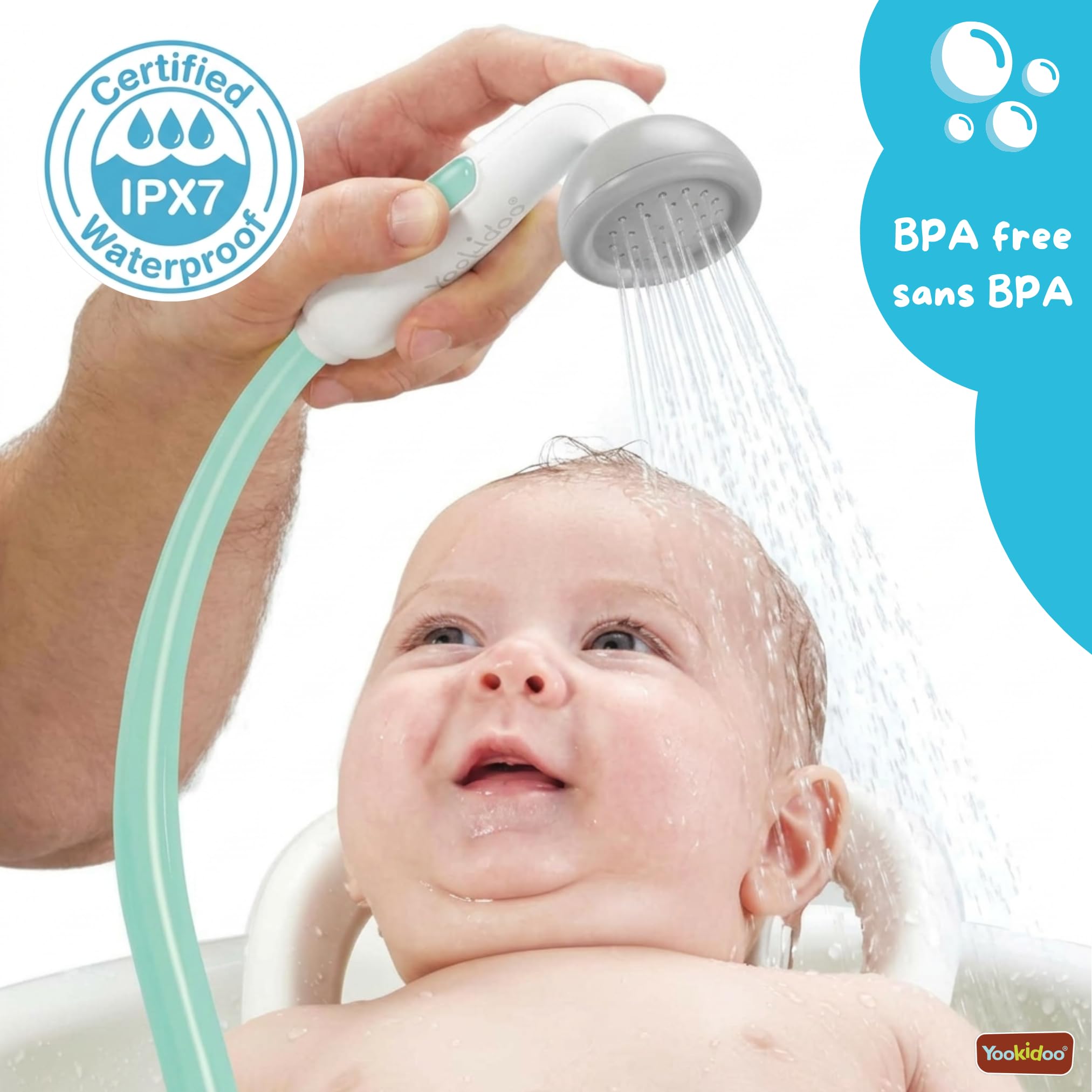 Yookidoo - Elephant Baby Bath Shower Head - Compact & Portable Baby Shower and Toy - Suitable for Newborns, Infants, and Toddlers - from Birth - Teal - 40212 🍁 All In One Marketplace Canada