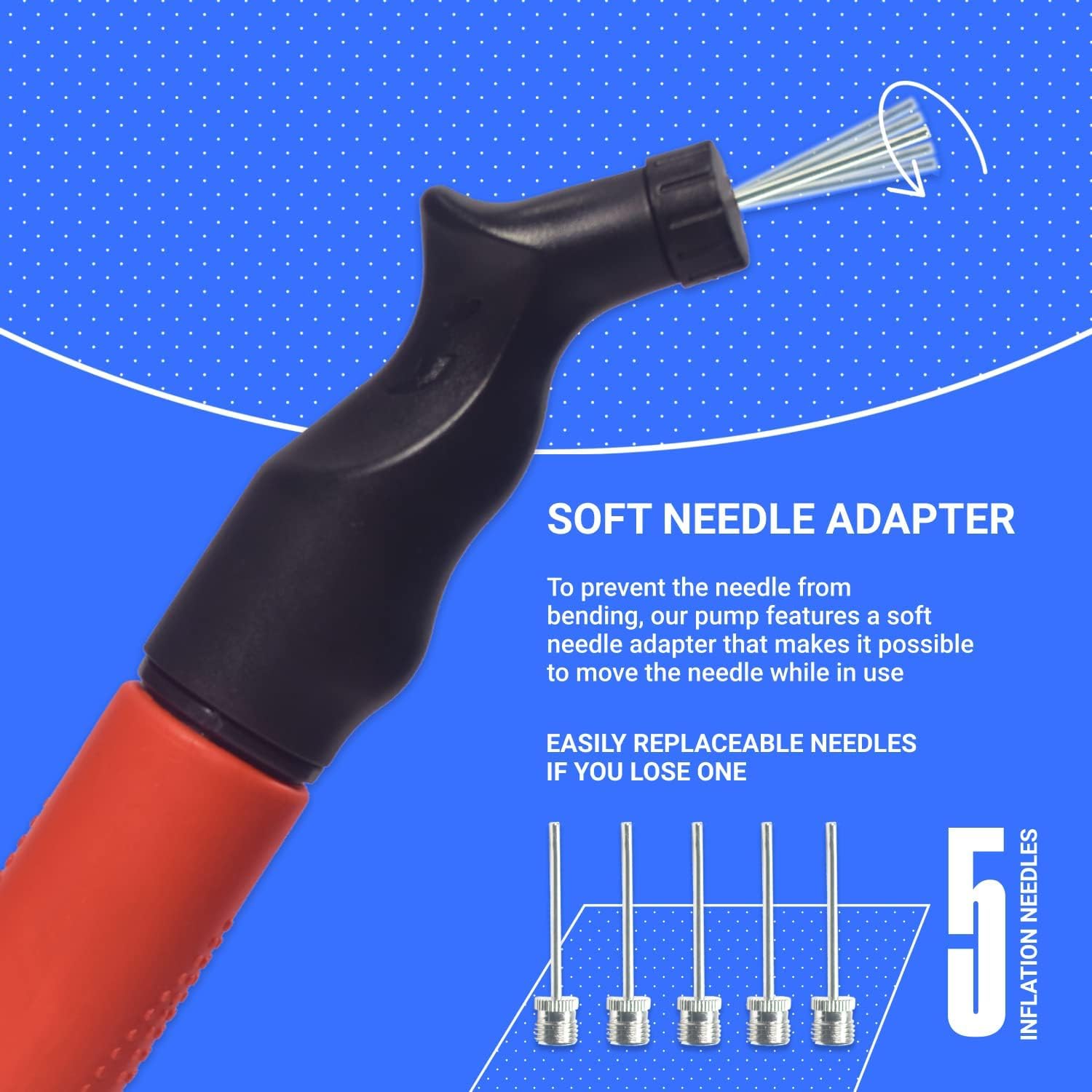 SPORTBIT Ball Pump for Sports Balls - Basketball Pump, Volleyball Pump, Football & Soccer Ball Air Pump - Hand Pump for All Sport Balls - Push & Pull Inflating System - Goes with 5 Needles Set 🍁 All In One Marketplace Canada