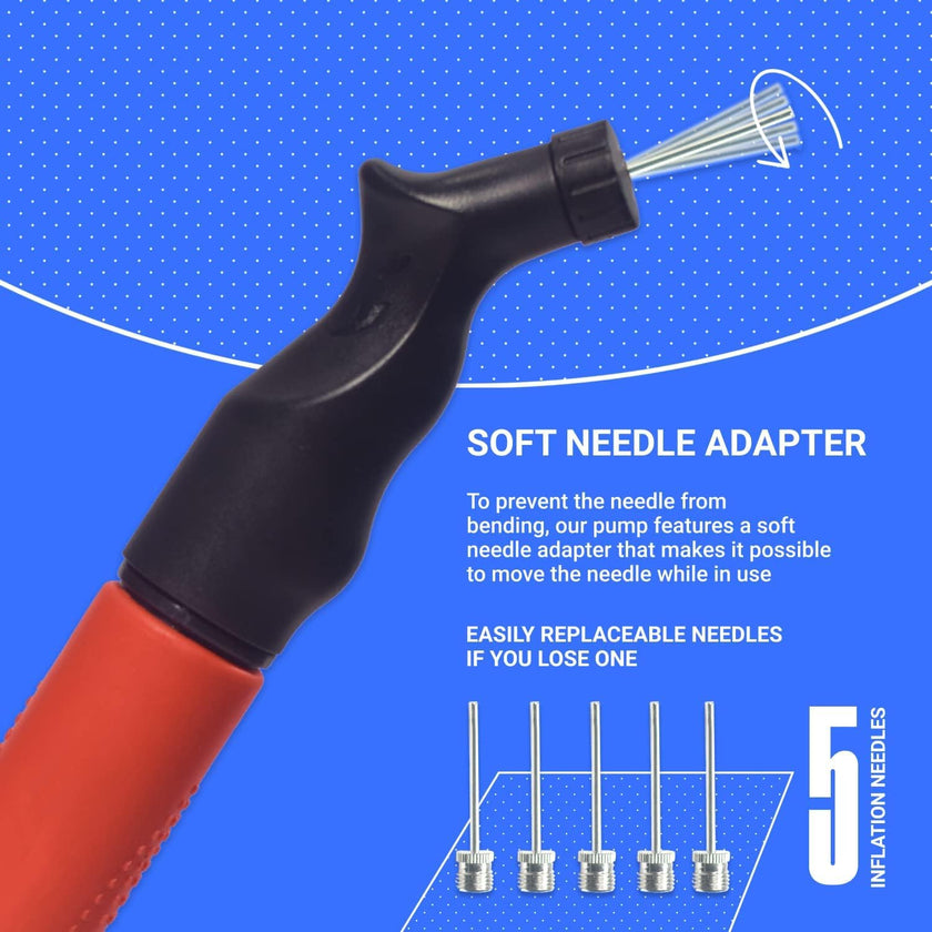 SPORTBIT Ball Pump for Sports Balls - Basketball Pump, Volleyball Pump, Football & Soccer Ball Air Pump - Hand Pump for All Sport Balls - Push & Pull Inflating System - Goes with 5 Needles Set 🍁 All In One Marketplace Canada