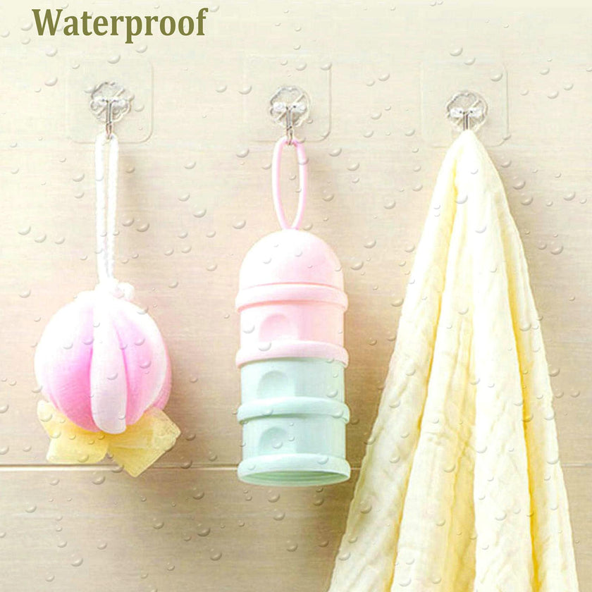 Jwxstore 24 Pack Wall Hooks for Hanging 33lb(Max) Heavy Duty Self Adhesive Hooks Transparent Waterproof Sticky Hooks for Keys Bathroom Shower Outdoor Kitchen Door Home Improvement Utility Hooks 🍁 All In One Marketplace Canada