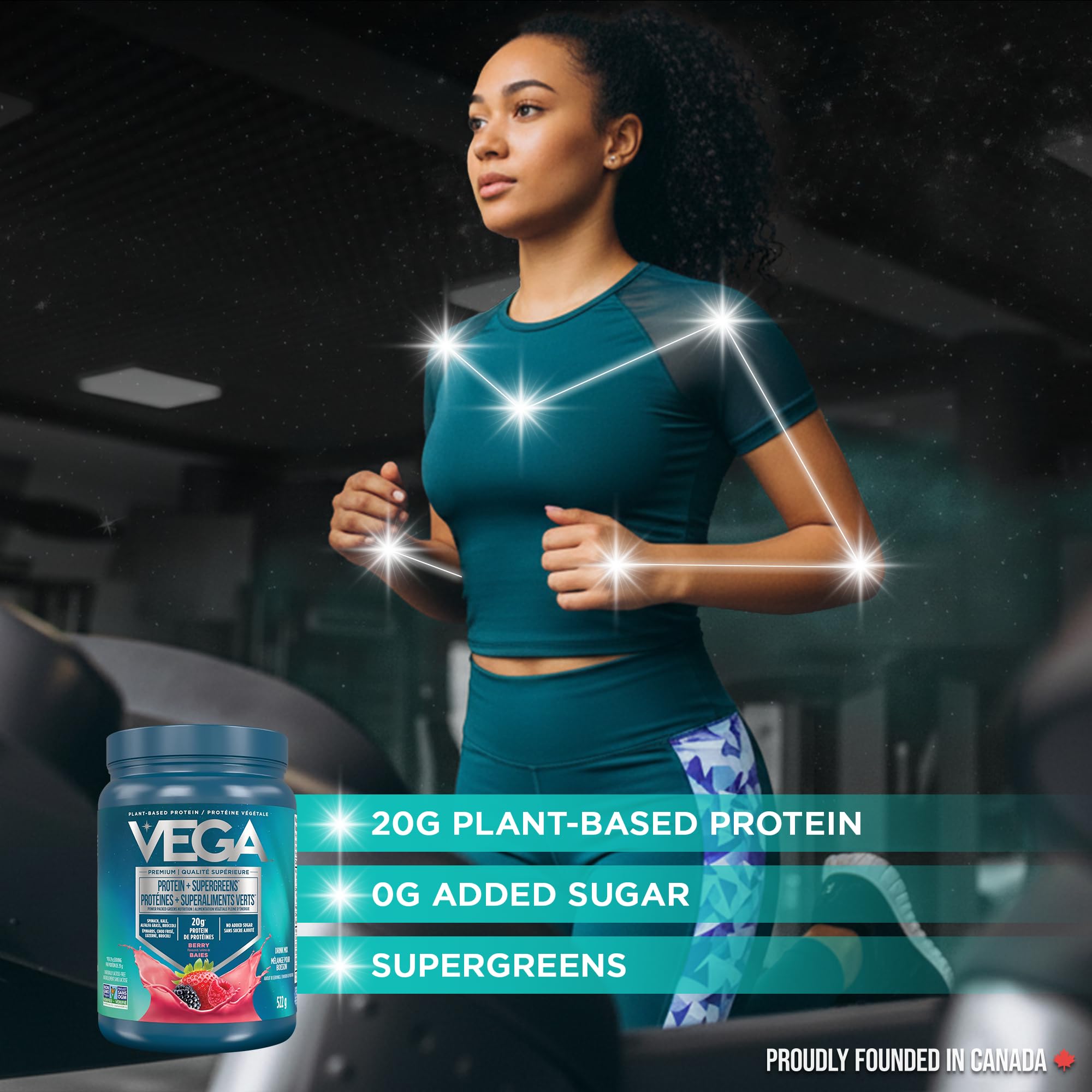 Vega Protein + Supergreens Vegan Plant Based Protein Powder – 20g Organic Pea Protein, Dairy-free, Healthy Breakfast Shake – Berry 18 Servings, 522 grams (Pack of 1) 🍁 All In One Marketplace Canada