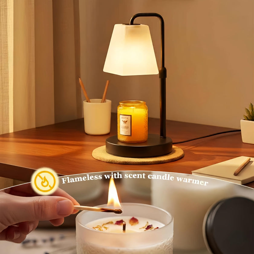 JIMEI Candle Warmer Lamp with Timer Electric Wax Warmer for Scented Wax Melt Warmer Light Melter for Jar Candles Dimmable Adjustable Height Gifts for Women Mom House Warming Frossted Glass Black 🍁 All In One Marketplace Canada