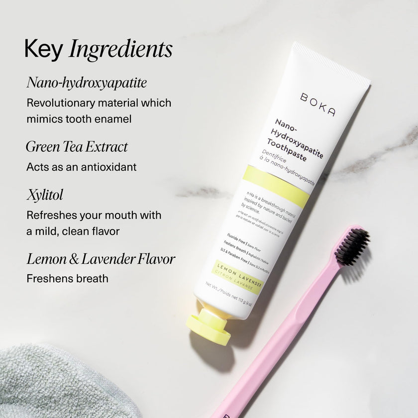 Boka Fluoride Free Toothpaste, Nano Hydroxyapatite Toothpaste, Appropriate for Sensitive Teeth - for Adult Oral Care - Lemon Lavender Flavor, 4 Fl Oz (113g) 1Pk 🍁 All In One Marketplace Canada