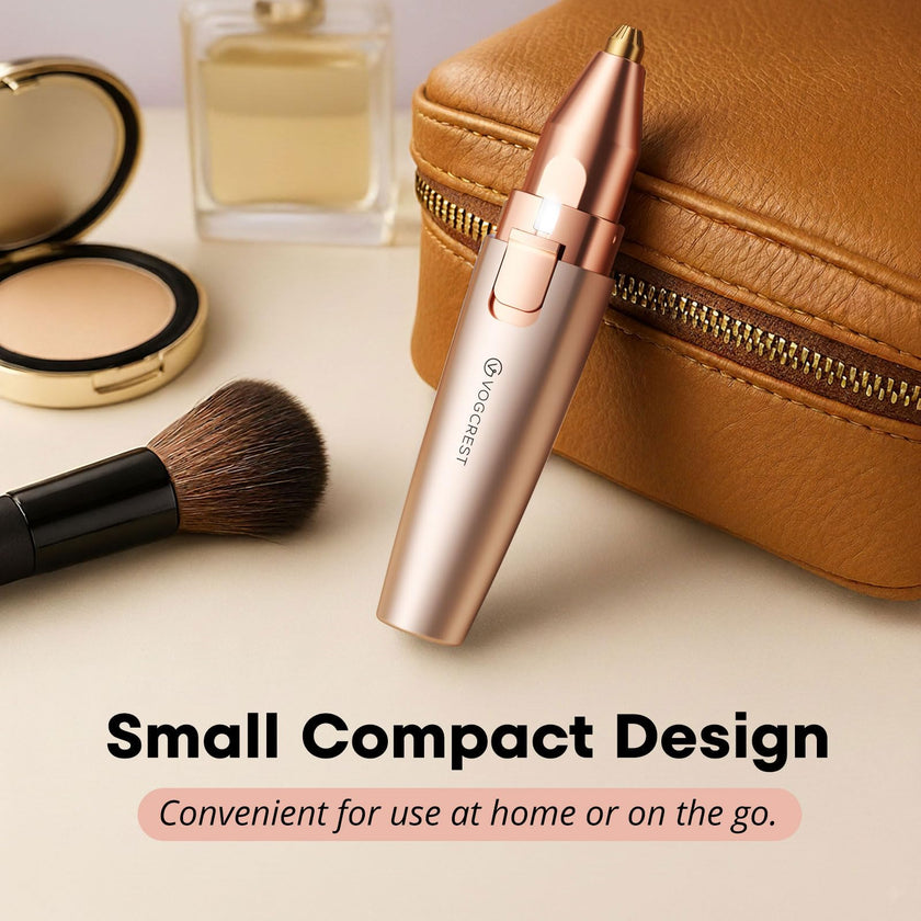 VG VOGCREST Eyebrow Facial Trimmer: 2 in1 Rechargeable Facial Hair Removal and Eyebrow Shaver - Face Lips Body Painless Facial Razor with Built-in LED Light (Rose Gold) 🍁 All In One Marketplace Canada