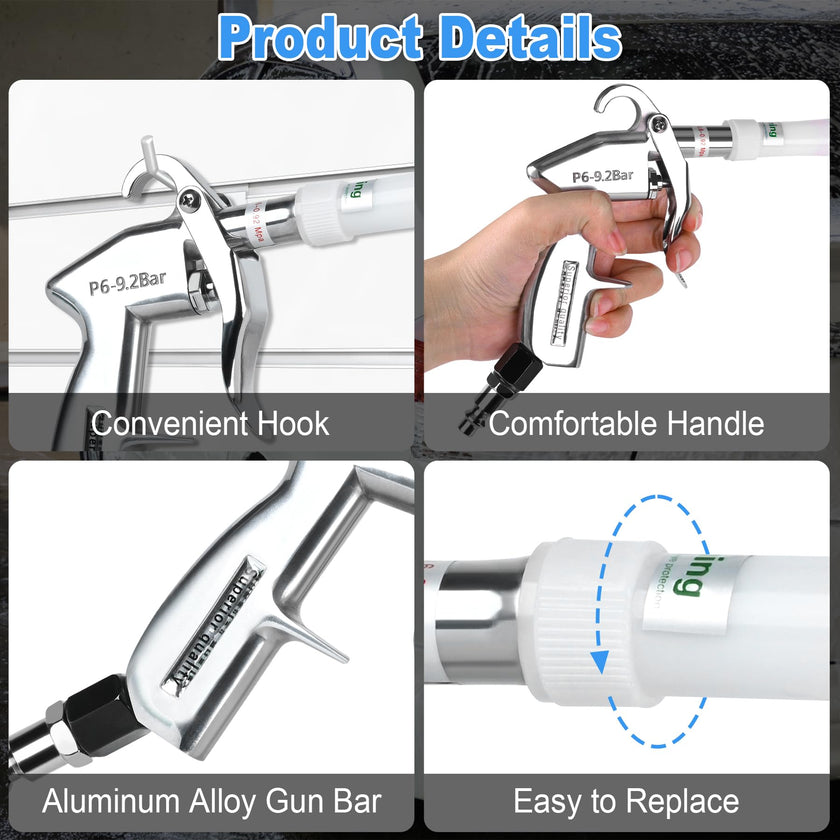 phepetroll Air Blow Gun Car Detailing Dry Cleaning Air Gun with Tapered Nozzle High Pressure Car Cleaning Tool, Car Dryer Air Blower for Car Surfaces Quickly Blasts Dust, Works with Air Compressor 🍁 All In One Marketplace Canada