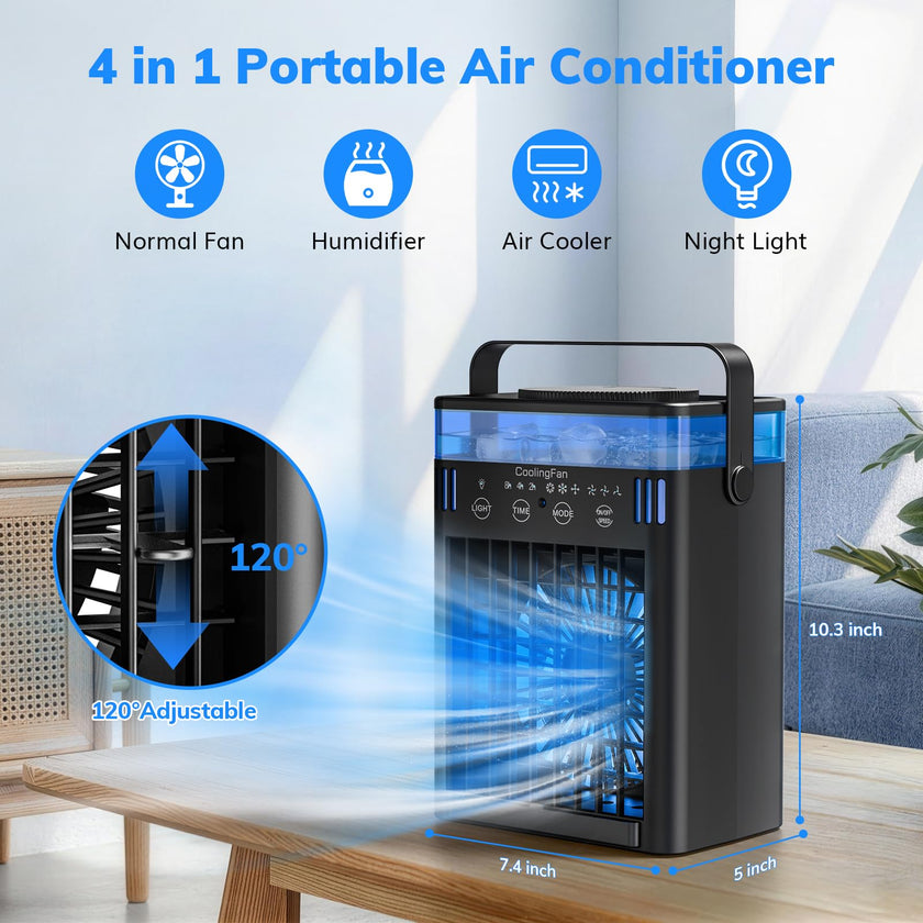 Portable Air Conditioner, Mini Air Conditioner Portable Cooling Fan with Remote Control, 3 Wind Speed & 3 Mist Level & 2-8H Timer Evaporative Air Cooler for Home Office Room, Black 🍁 All In One Marketplace Canada